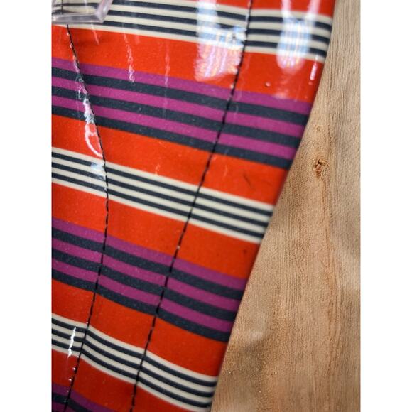 Tory Burch Emmy Patent Calf T-Strap Stripe Sandal Size 7M - Picture 9 of 11